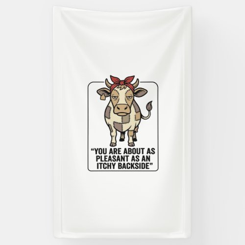 Funny Grumpy Patchwork Cow Vintage T-Shirt Design_ Banner