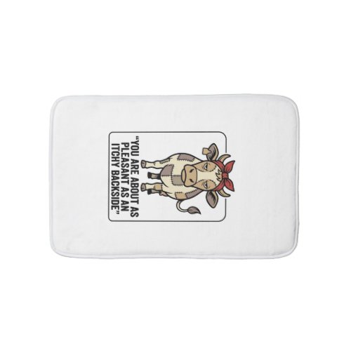 Funny Grumpy Patchwork Cow Vintage T-Shirt Design_ Bath Mat