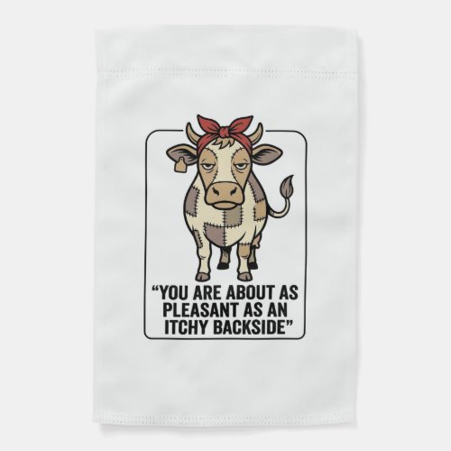 Funny Grumpy Patchwork Cow Vintage T-Shirt Design_ Garden Flag