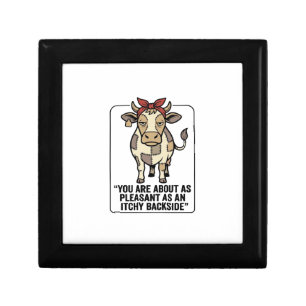 Funny Grumpy Patchwork Cow Vintage T-Shirt Design_ Gift Box