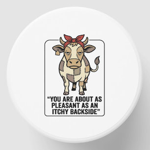 Funny Grumpy Patchwork Cow Vintage T-Shirt Design_ Mini Candle Favors