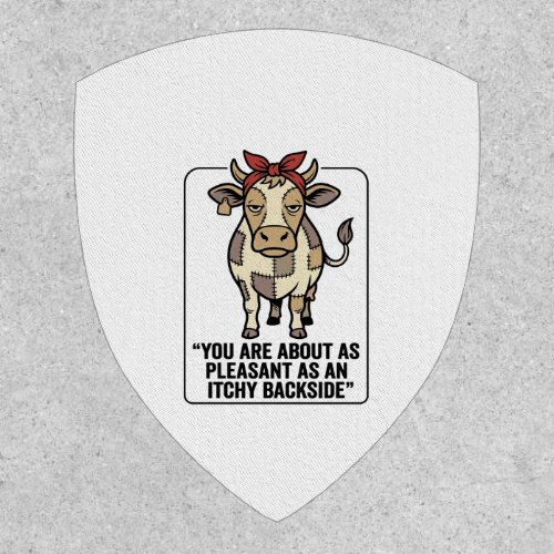 Funny Grumpy Patchwork Cow Vintage T-Shirt Design_ Patch