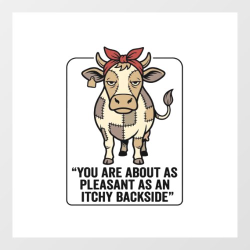Funny Grumpy Patchwork Cow Vintage T-Shirt Design_ Window Cling