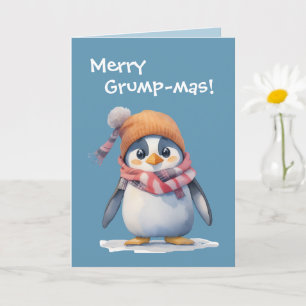 Funny Grumpy Penguin Grinch Christmas Holiday Card