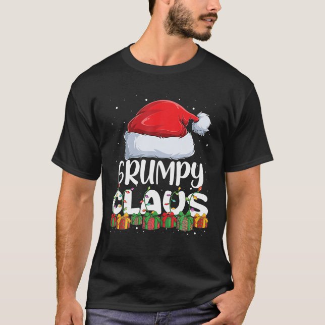 Funny Grumpy Santa Claus Christmas Pajamas Family T-Shirt (Front)