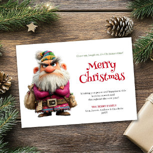 Funny grumpy Santa downloadable holiday greeting Card