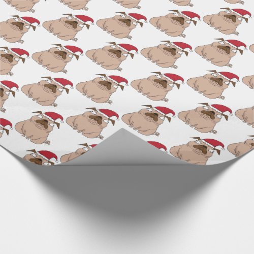 Funny Grumpy Santa Pug Christmas Wrapping Paper