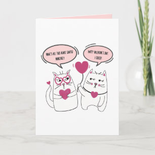 Funny Grumpy Sarcastic Valentines Day Cat Couple Card