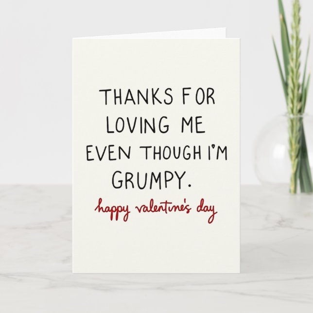 Funny Grumpy Valentines Day Card (Front)