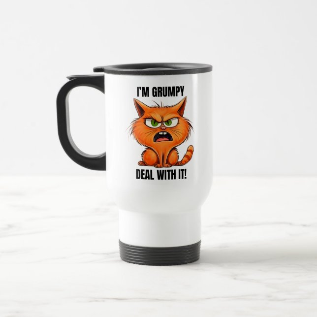 Funny Grumpy word art sarcasm Travel Mug (Left)