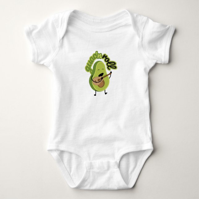 Funny Guac and Roll Avocado Baby Body Suit Baby Bodysuit (Front)