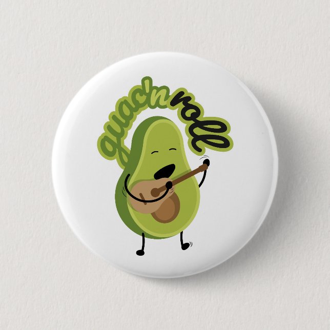 Funny Guac and Roll Avocado Button (Front)