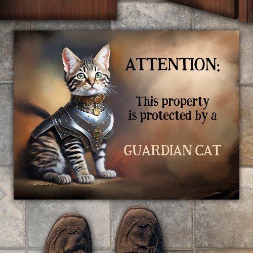 Funny Guardian Cat  Doormat