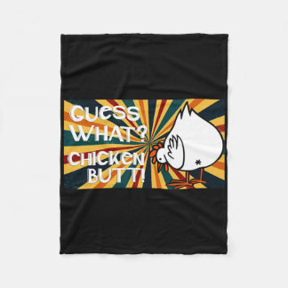 Funny Guess What Chicken Butt Mens Retro Vintage  Fleece Blanket
