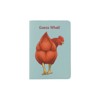 Funny Guess What Chicken Butt Red Hen Passport Holder