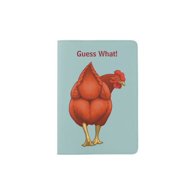 Funny Guess What Chicken Butt Red Hen Passport Holder (Front)