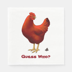 Funny Guess Who Chicken Poo Red Hen Paper Napkins