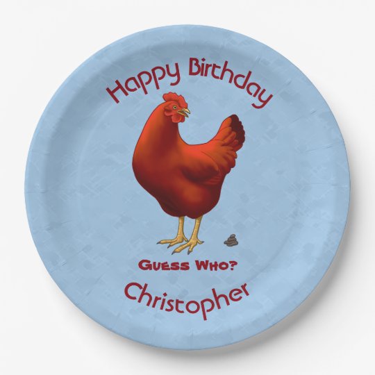 Funny Guess Who Chicken Poo Red Hen Paper Plate