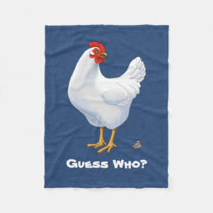 Funny Guess Who Chicken Poo White Hen Fleece Blanket