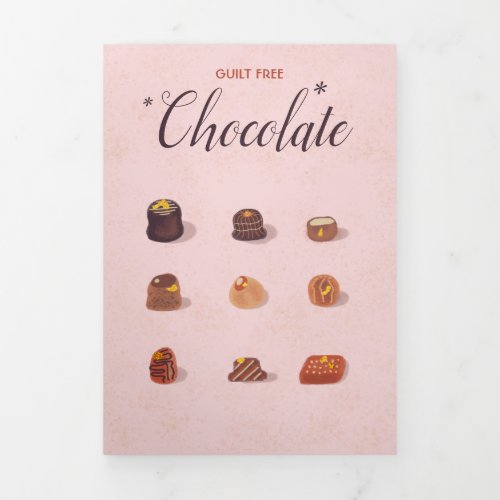 Funny Guilt Free Chocolate Pralines Humor Birthday Tri_Fold Card