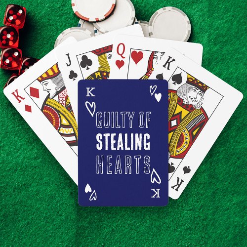 Funny Guilty of Stealing Hearts Blue White  Playing Cards
