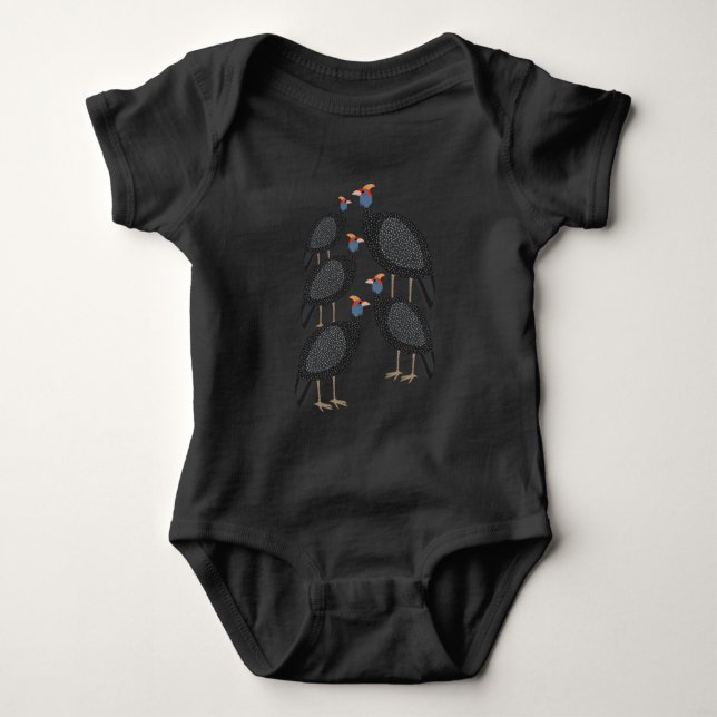 Funny Guinea Fowl Animal Herd Farming Baby Bodysuit (Front)