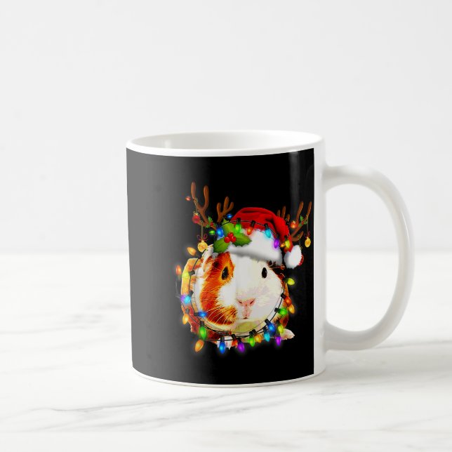 Funny Guinea G Christmas Reindeer Christmas Lights Coffee Mug (Right)