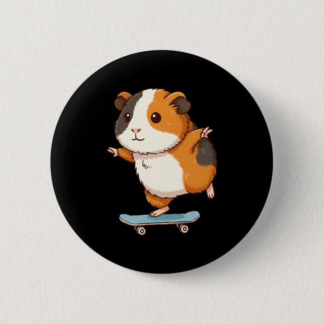 Funny Guinea G Skater Skateboard Ballerina Zoo Boy Button (Front)
