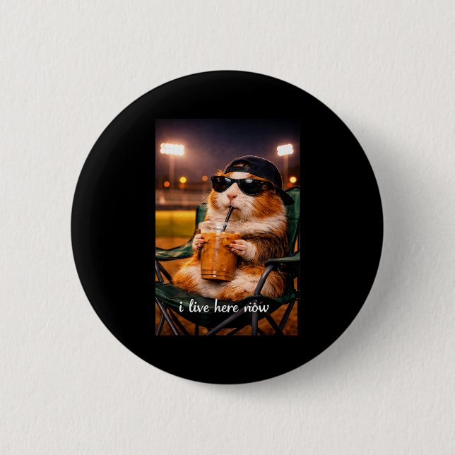 Funny guinea pig ballfield baseball field live button (Front)