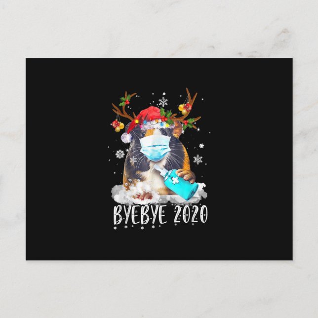 Funny Guinea Pig Christmas Face Mask Bye Bye 2020 Postcard (Front)