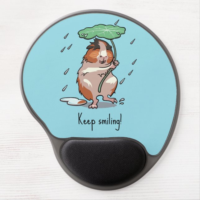 Funny Guinea Pig Keep Smiling Rain Dancing Cartoon Gel Mouse Pad (Front)