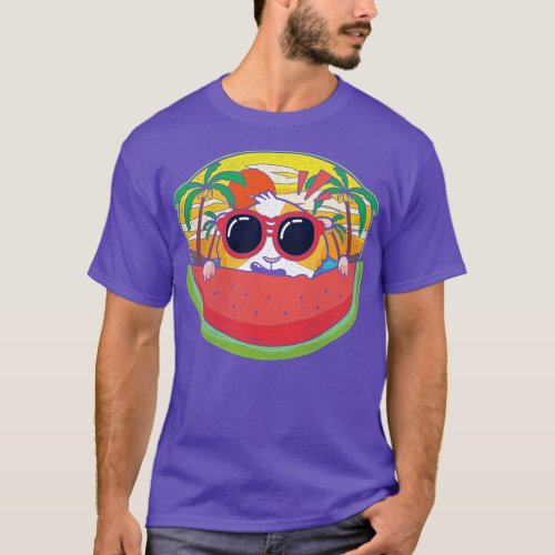 Funny Guinea Pig Melon Sunglasses Exotic Sunset Su T_Shirt