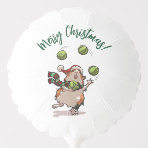 Funny Guinea Pig Merry Christmas! Juggler Cartoon Balloon