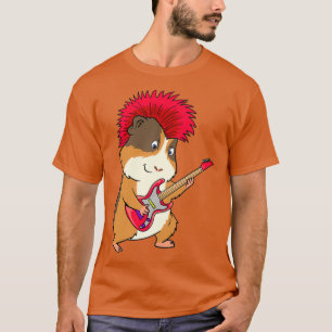 Funny guinea pig punk rock guitar music Design T-Shirt