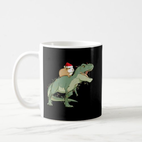 Funny Guinea Pig Riding Christmas Light T Rex Dino Coffee Mug