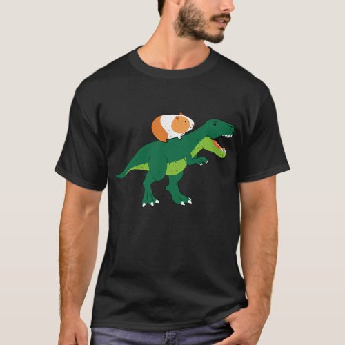 Funny Guinea Pig Riding Dinosaur T_Shirt