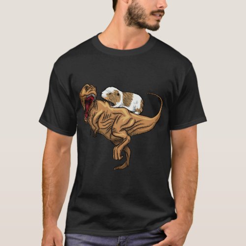 Funny Guinea Pig Riding Dinosaur T_Shirt