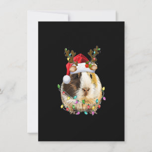 Funny Guinea Pig Santa Hat reindeer antlers Lights Invitation