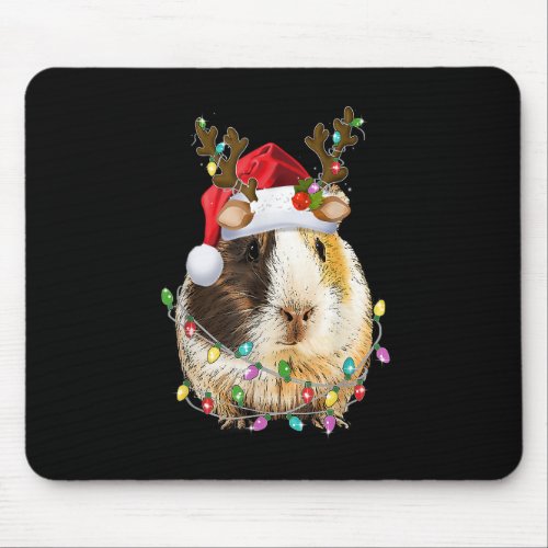Funny Guinea Pig Santa Hat reindeer antlers Lights Mouse Pad