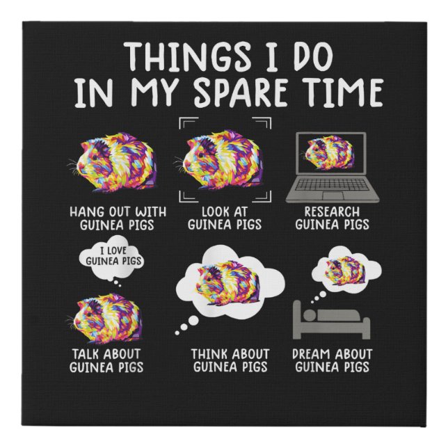 Funny Guinea Pig Things I Do In My Spare Time Faux Canvas Print (Front)