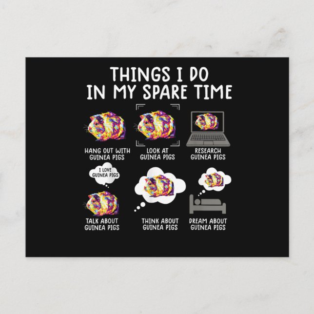 Funny Guinea Pig Things I Do In My Spare Time Postcard (Front)