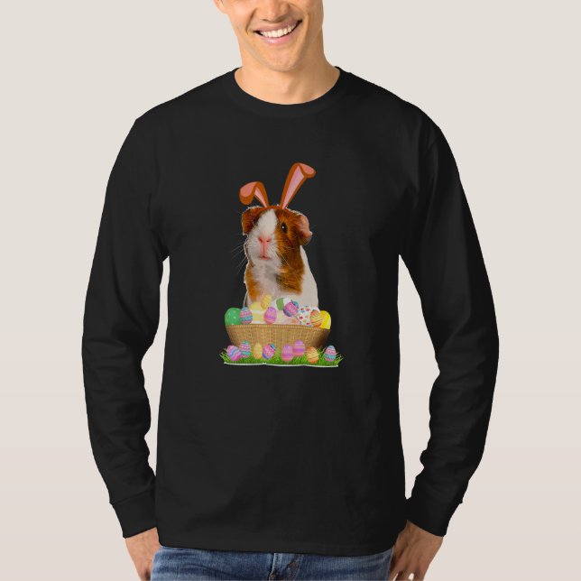 Funny Guinea Pig With Cute Bunny Ears Easter Day E T-Shirt (Front)