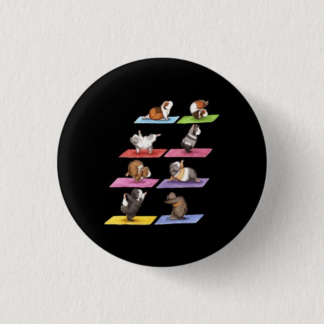 Funny Guinea Pig Yoga Button (Front)