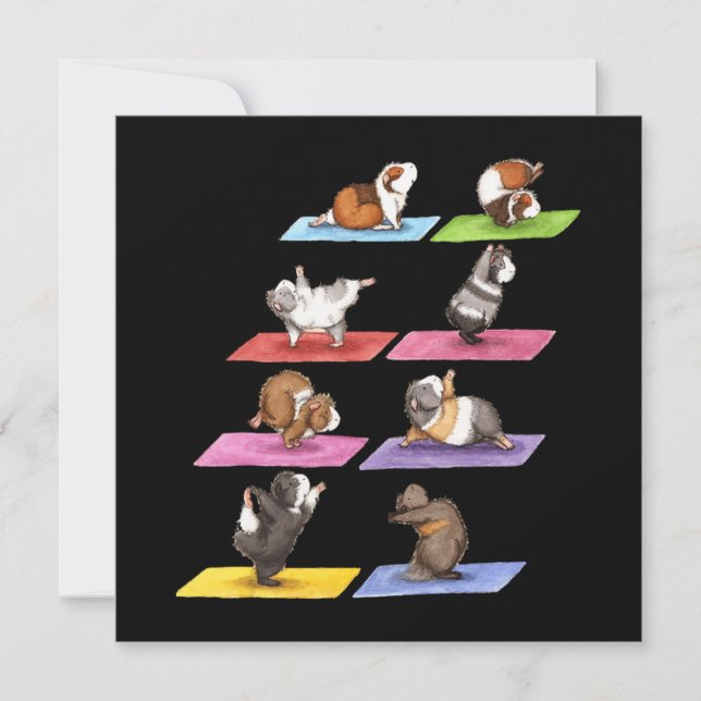 Funny Guinea Pig Yoga Note Card (Front)