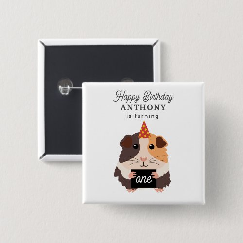 Funny Guinea Pigs Pet Kids Birthday Name Age  Button