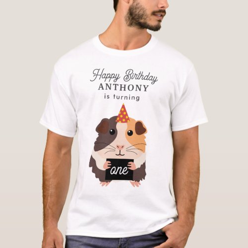 Funny Guinea Pigs Pet Kids Birthday Name Age Dad T-Shirt