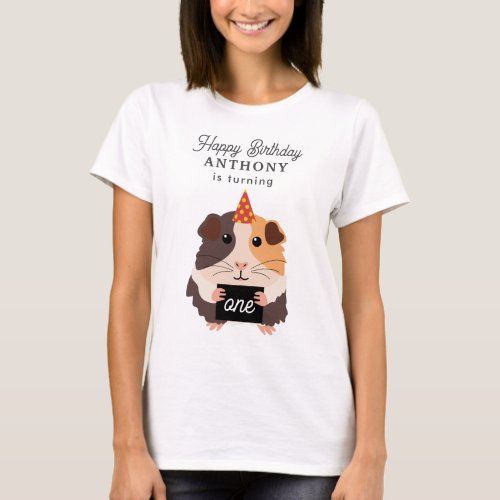 Funny Guinea Pigs Pet Kids Birthday Name Age Mom T-Shirt