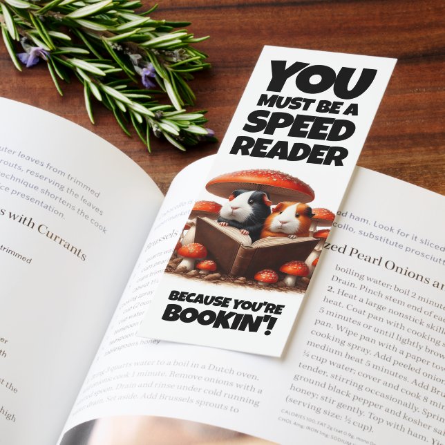 Funny Guinea Pigs Reading Under Red Mushrooms Bookmarks (Book)