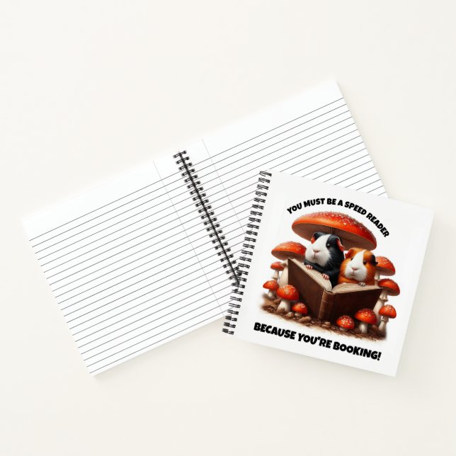 Funny Guinea Pigs Reading Under Red Mushrooms Notebook (Inside)