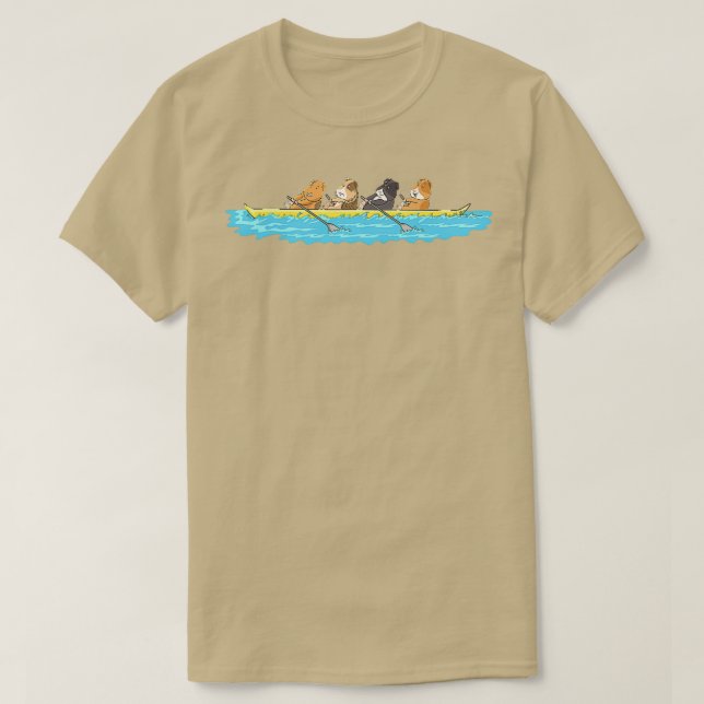 Funny Guinea Pigs Rowing In A Boat A T-Shirt (Design Front)